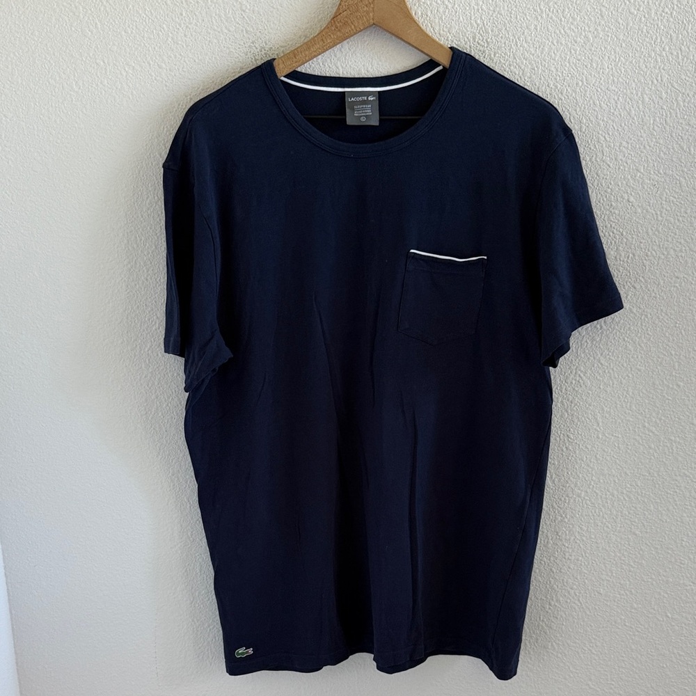 Lacoste Sleepwear Men's Dark Blue Short Sleeve Pocket Tee T-Shirt Large